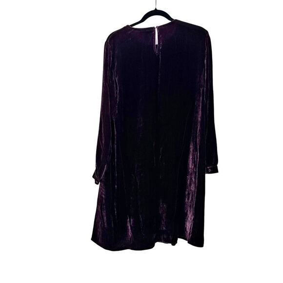 Eileen Fisher Velvet Crew Neck Easy Fit Knee Length Dress Purple Size S NWT - Picture 4 of 12